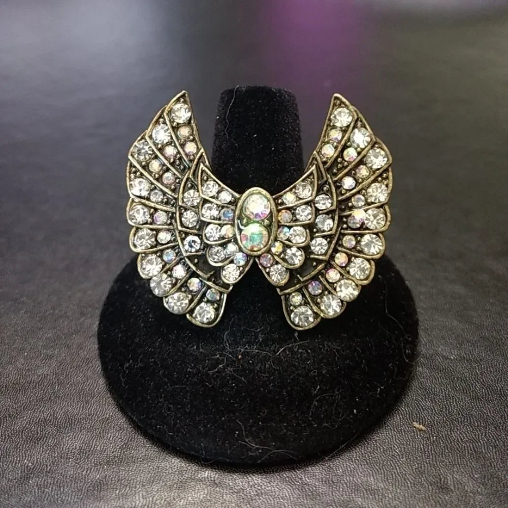 Bronze tone rhinestone ring size 9
